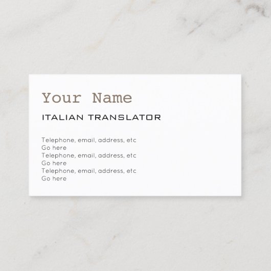 Italienische Übersetzer-oder Visitenkarte (Rückseite)