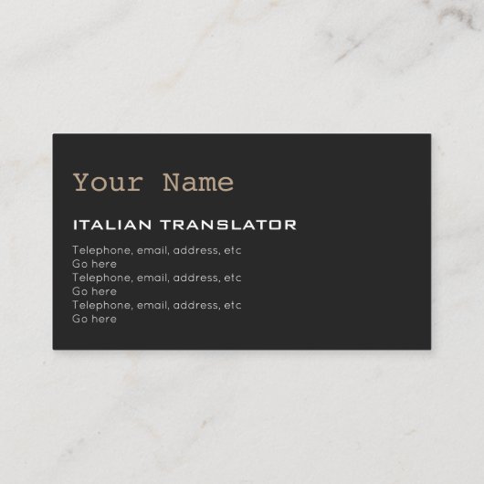 Italienische Übersetzer-oder Visitenkarte (Rückseite)