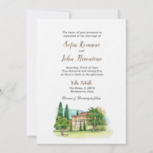Italienische Villa Aquarell Hochzeit Ultra-Papier Einladung