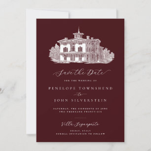 Italienische Villa Hochzeit in Tiefburgunder Save The Date