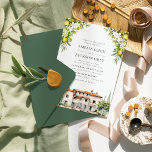Italienische Villa Lemons & Olive Wedding Einladung<br><div class="desc">Dieses Design besticht durch eine wunderschöne italienische Villa mit Zitronen,  Oliven und weißem Blumen.</div>