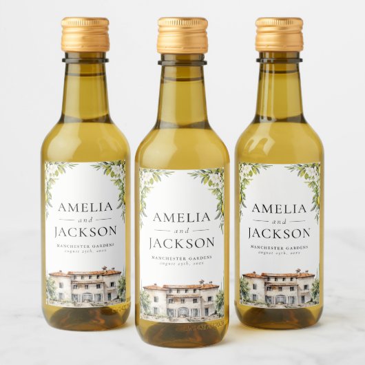 Italienische Villen Lemons & Olives Weinetikett (Flaschen)