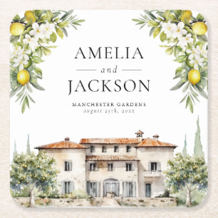 Italienische Villen Zitronen & Oliven Rechteckiger Pappuntersetzer