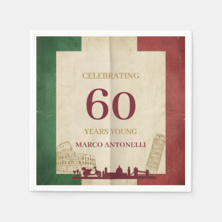 Italienische Vintage-60-Geburtstagsfeier Serviette