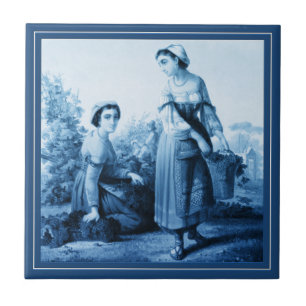 Italienische Vintage-Rome 1873 im Delft-Blau-Stil Fliese