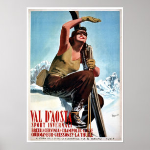 Italienische Vintage-Werbung für Wintersport Ski-R Poster