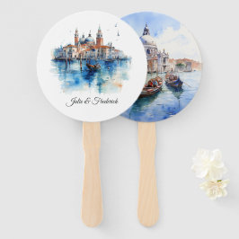 Italienische Wasserfarbe Zielort Venedig Hochzeit Fächer