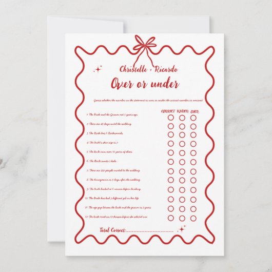 Italienische Wavy Over oder Brautparty Game Card Ankündigung (Vorderseite)