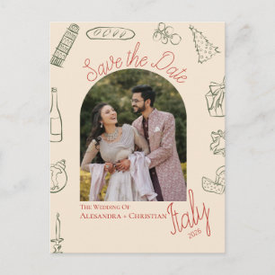 Italienische Weihnachts-Foto-Hochzeitseinladung Ankündigungspostkarte