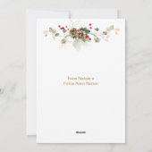 Italienische Weihnachtsfeier Poinsettia Pine Holly Feiertagskarte (Rückseite)