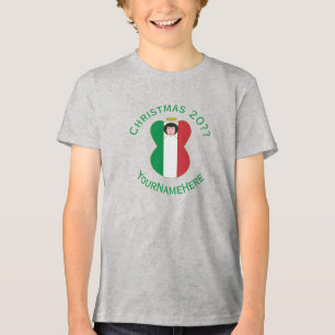 Italienische Weihnachtsflagge Engel personalisiert Tri-Blend Shirt