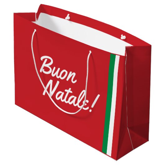 Italienische Weihnachtsgeschenktasche Große Geschenktüte (Rückseite Schrägansicht)