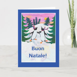 Italienische Weihnachtskarte - Skaten Pinguine Feiertagskarte