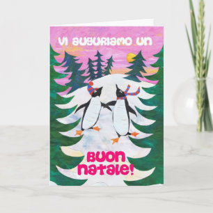 Italienische Weihnachtskarte - Skaten Pinguine Feiertagskarte