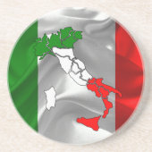 Italienische wellenartig bewegende Flagge Sandstein Untersetzer (Vorne)