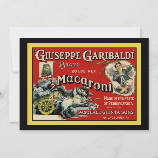 Italienische Werbung für Macaroni Einladung (Vorderseite)