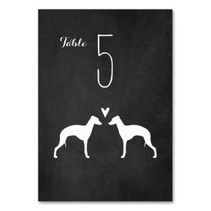 Italienische Windhund-Silhouetten Hochzeitsempfang Tischnummer