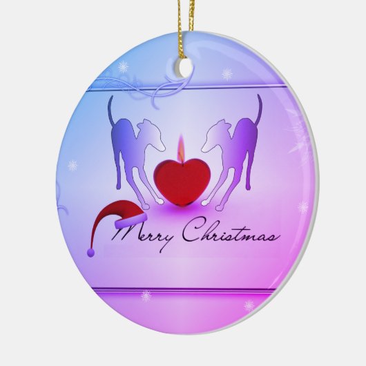 Italienische Windhunde frohe Weihnachten Keramik Ornament (Links)