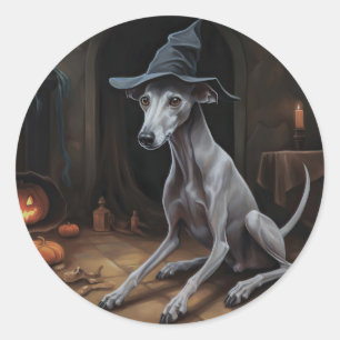 Italienische Windhunde Kürbisse Halloween Gruselig Runder Aufkleber