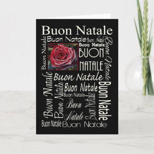 Italienische Winter-Rose Weihnachtskarte Feiertagskarte