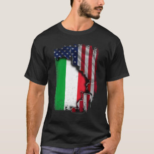 Italienische Wurzeln Halb Amerikanische Flagge Pat T-Shirt