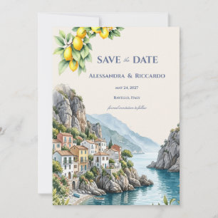 Italienische Zitrone Amalfi-Küste Save the Date Einladung