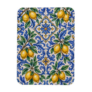 Italienische Zitronen-Azulejo-Fliese Magnet