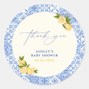 Italienische Zitronen-Baby-Shower-Dankeschön Runder Aufkleber