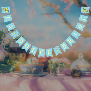 Italienische Zitronen Blau La Dolce Bride Brautpar Wimpelkette