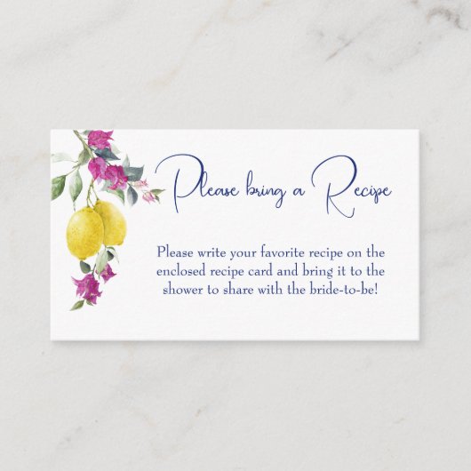 Italienische Zitronen Bougainvillea Zitrusrezepte Begleitkarte (Vorderseite)