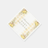 Italienische Zitronen-Gingham-Baby-Party Serviette (Ecke)