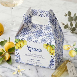 Italienische Zitronen-Hochzeit Mittelmeerblaue Fli Geschenkschachtel