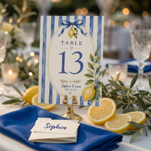 Italienische Zitronen-Hochzeit Tischnummer