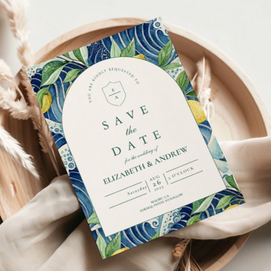 Italienische Zitronengarten-Hochzeit Save The Date