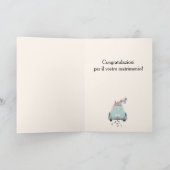 Italienischer Auguri Wedding Day Blue Retro Car Karte (Innenseite)