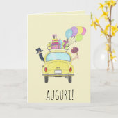Italienischer Auguri Wedding Day Yellow Retro Car Karte (Gelbe Blume)