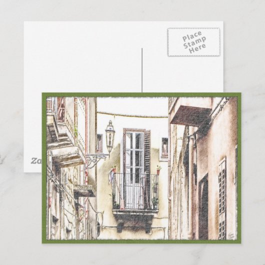 Italienischer Balkon Postkarte (Vorne/Hinten)