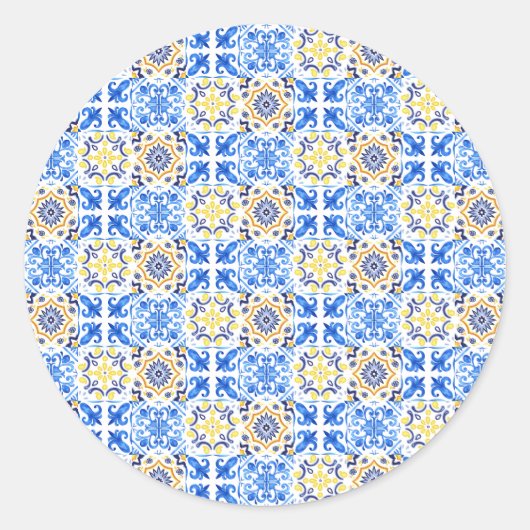 Italienischer Blauer Tor Runder Aufkleber (Vorderseite)