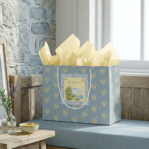 Italienischer botanischer Küstenmonogramm-Zitronen Große Geschenktüte