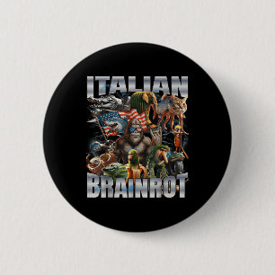 Italienischer Brainrot Großer Meme 4. Juli Flagge Button