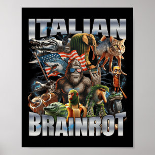 Italienischer Brainrot Großer Meme 4. Juli-Flagge Poster
