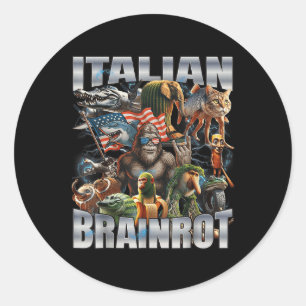 Italienischer Brainrot Großer Meme 4. Juli-Flagge Runder Aufkleber