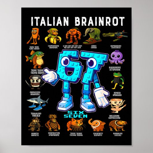 Italienischer Brainrot Lustiger 67 Meme Geburtstag Poster (Vorne)