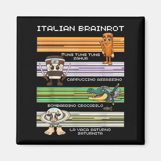 Italienischer Brainrot Meme Funny Compilation-Char Magnet (Vorne)