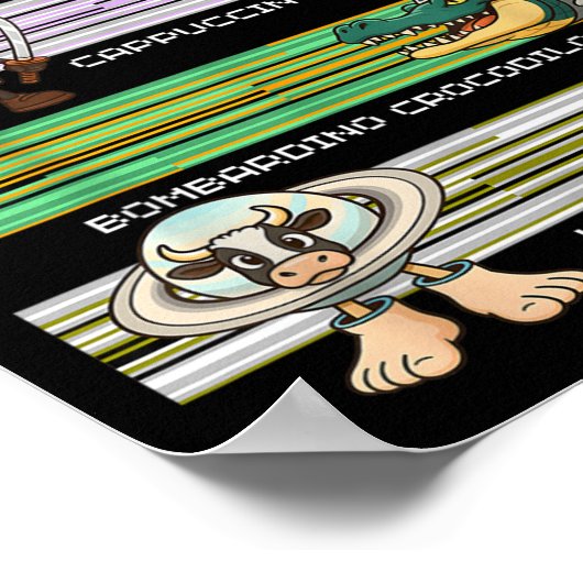 Italienischer Brainrot Meme Funny Compilation-Char Poster (Ecke)