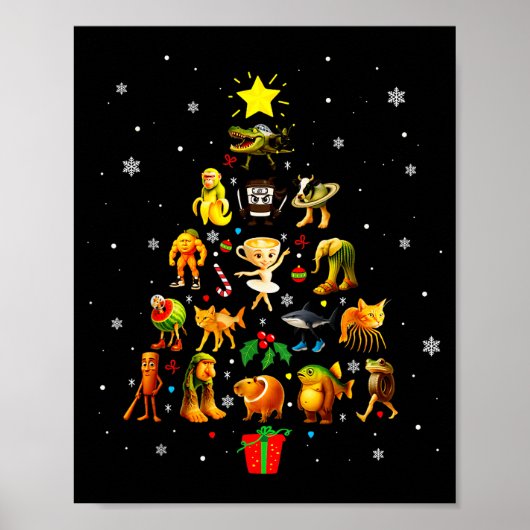 Italienischer Brainrot-Meme-Weihnachtsbaum Brain R Poster (Vorne)