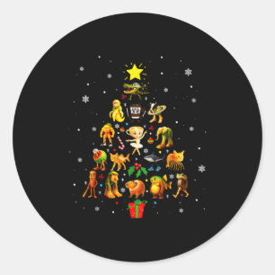 Italienischer Brainrot-Meme-Weihnachtsbaum-Brain-R Runder Aufkleber