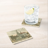 Italienischer Brunnen auf dem Platz der Stadt bei Rechteckiger Pappuntersetzer (Vor Ort)