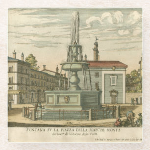 Italienischer Brunnen auf dem Stadplatz von Falda Glasuntersetzer