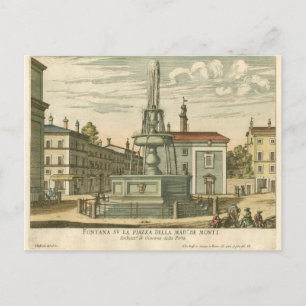 Italienischer Brunnen auf dem Stadtplatz von Falda Postkarte